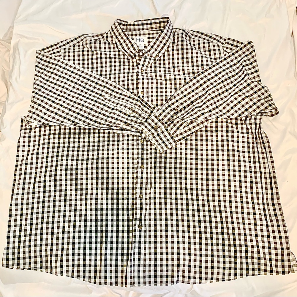 Harbor Bay Black and White Casual Button Down Shirt
